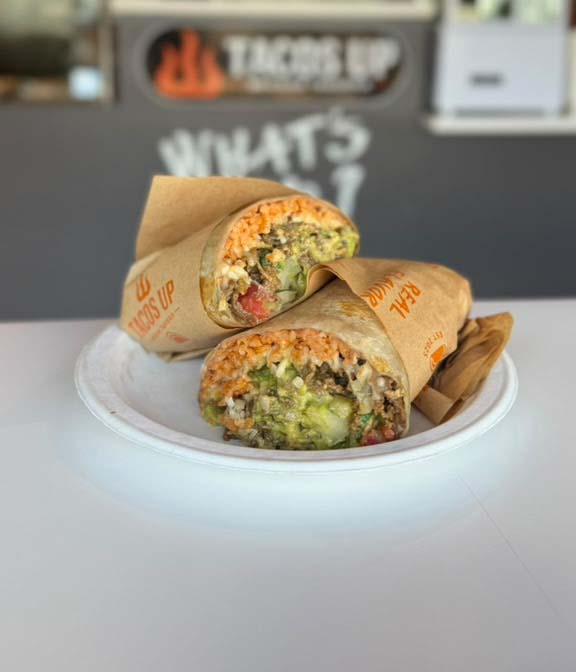 Loaded burrito stuffed with fresh Mexican fillings
